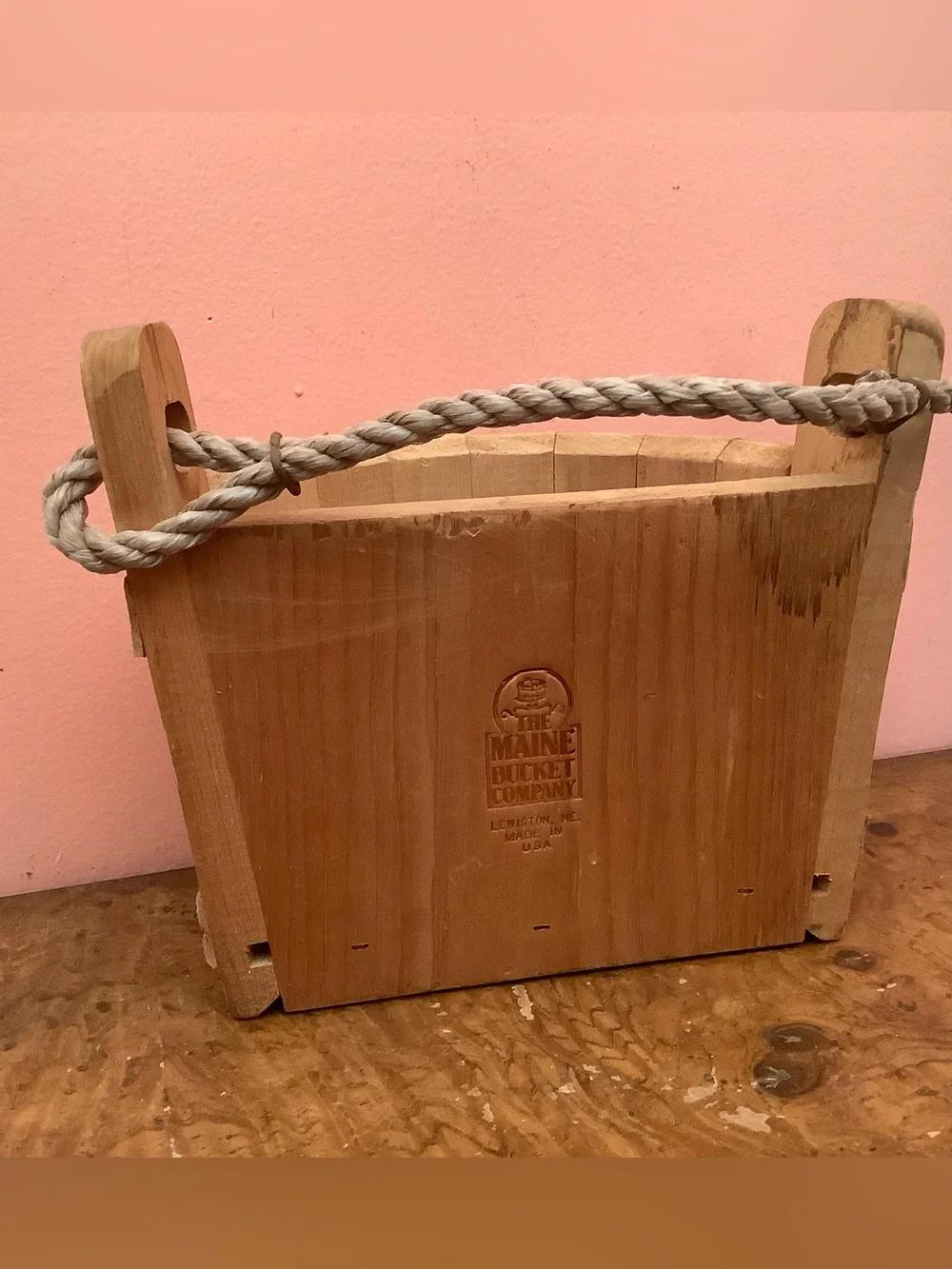 Wooden Half Bucket Basket Wall  Planter  9” X 9” X 6” By Maine Bucket Co